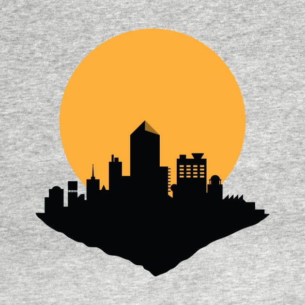 silhouette big city with Supermoon background by capplecng